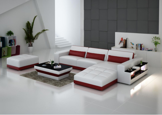 Leather sofa Couch Living landscape Corner sofa Corner Suite Design Modern Sofa G8019E