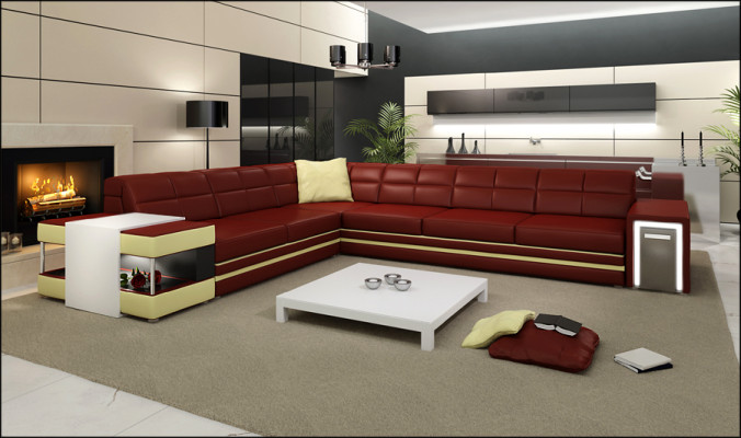Designer sofa Corner sofa Couch Leather sofa Upholstery Seat Corner Suite +Light new PH3026