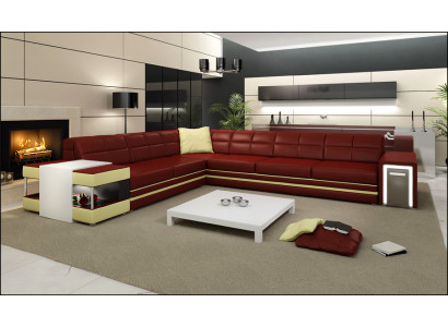 Designer sofa Corner sofa Couch Leather sofa Upholstery Seat Corner Suite +Light new PH3026