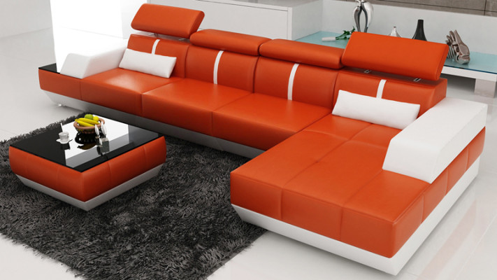 Leather sofa L-shape Couch Living landscape Corner sofa Suite Design Modern Sofa K5015B