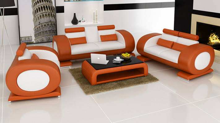 Leather sofa Couch Living landscape 3+2+1 Seater Suite Design Modern