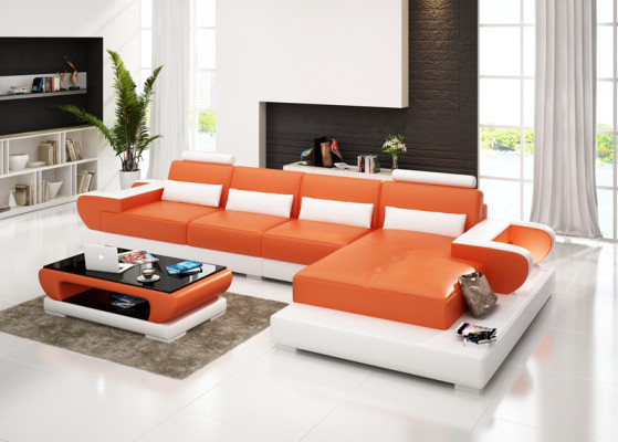 Leather sofa Couch Living landscape Corner sofa Corner Suite Design Modern Sofa G8003C