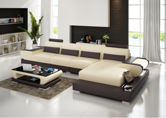 Leather sofa Couch Living landscape Corner sofa Corner Suite Design Modern Sofa G8003C