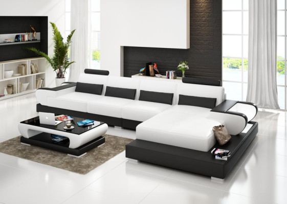 Leather sofa Couch Living landscape Corner sofa Corner Suite Design Modern Sofa G8003C