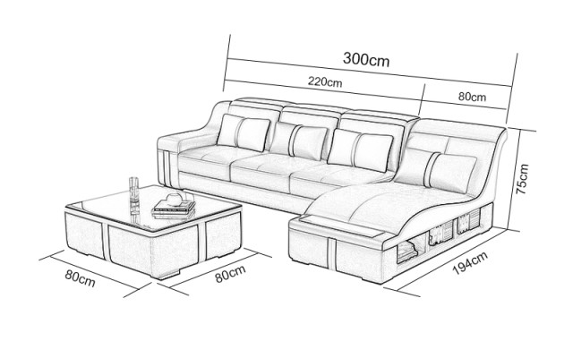 Corner Sofa Couch Upholstery Corner Seat Leather Suite Illuminated L-shape G8047C