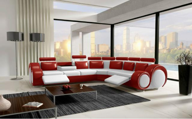 Leather SOFA Corner sofa DESIGN SOFA LEATHER COUCH Corner sofa Living landscape Black White
