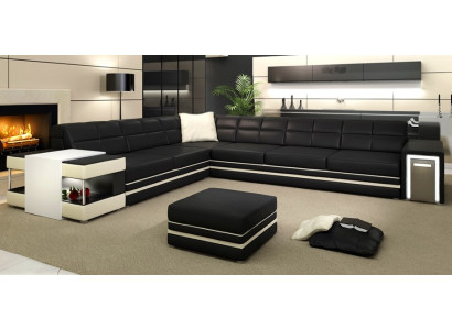 Corner sofa Sofa Couch Upholstery Leather Living landscape Corner Suite L Leather sofa 3026