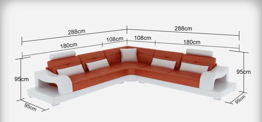 Leather sofa couch living landscape decor corner corner sofa modern suite design