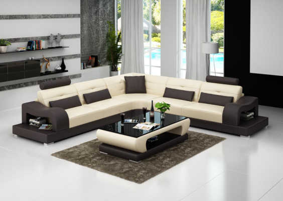 Leather sofa couch living landscape decor corner corner sofa modern suite design