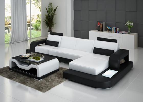 Leather sofa Couch Living landscape Corner sofa Corner Suite Design Modern Sofa G8007C