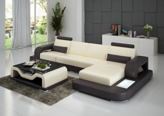 Leather sofa Couch Living landscape Corner sofa Corner Suite Design Modern Sofa G8007C