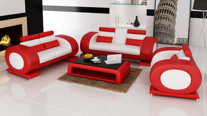 Sofa Couch Leather Seat 3+2+1 Complete Set Suite Designer Modern