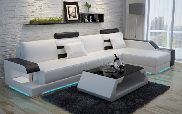 Leather sofa made to measure Couch Living landscape Corner sofa Suite Design Sofa USB new