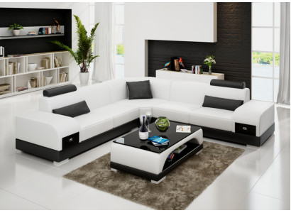 Leather sofa Couch Living landscape Corner sofa Corner Suite Design Modern Sofa USB new