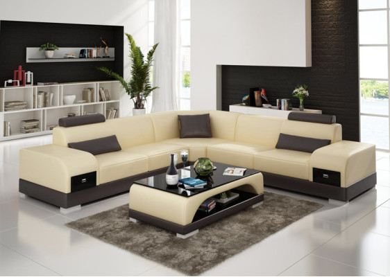 Leather sofa Couch Living landscape Corner sofa Corner Suite Design Modern Sofa USB new