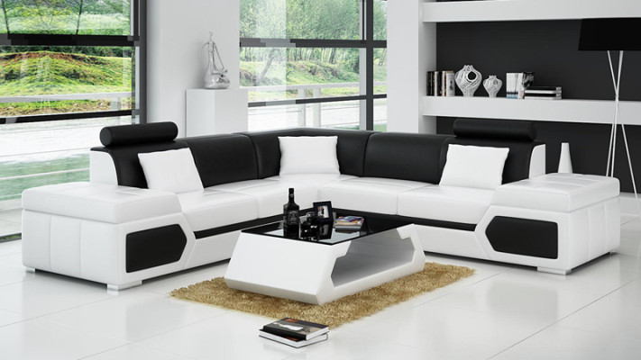 Leather sofa L-shape Couch Living landscape Corner sofa Suite Design Modern Sofa + USB