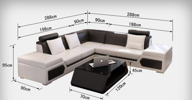 Leather sofa L-shape Couch Living landscape Corner sofa Suite Design Modern Sofa + USB