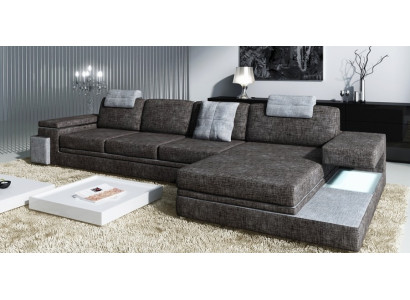 Design leather sofa sofa with USB upholstery living landscape corner suite textile Tachau