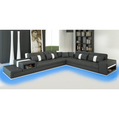 Corner sofa Sofa Couch USB Upholstery Living landscape Leather sofa design L-shape new Beige