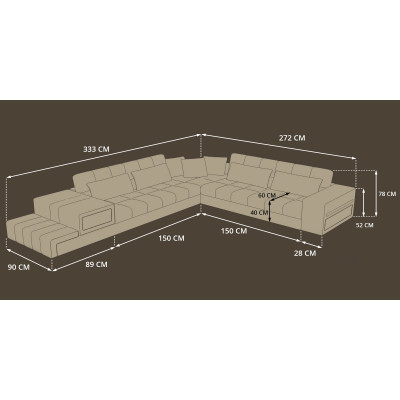 Corner sofa Sofa Couch USB Upholstery Living landscape Leather sofa design L-shape new Beige