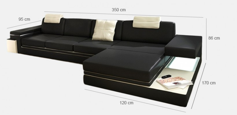 Corner sofa with USB Couch Sofa Living landscape Seat Corner Suite Leather Textile PHM88