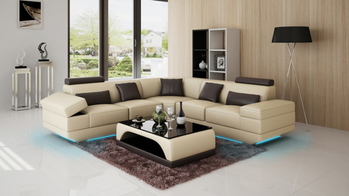 Leather sofa Couch Living landscape Corner sofa Corner Suite Custom made Modern Sofa USB