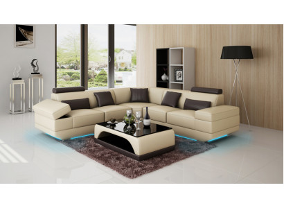 Leather sofa Couch Living landscape Corner sofa Corner Suite Custom made Modern Sofa USB