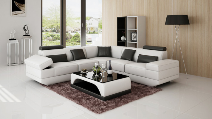 Leather sofa Couch Living landscape Corner sofa Corner Suite Custom made Modern Sofa USB