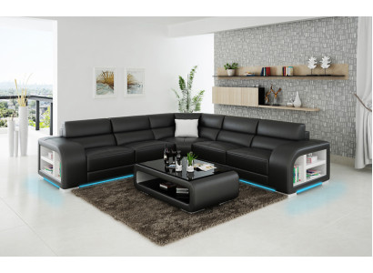 Leather sofa Couch Living landscape Corner sofa Corner Suite Design Sofa USB custom-made