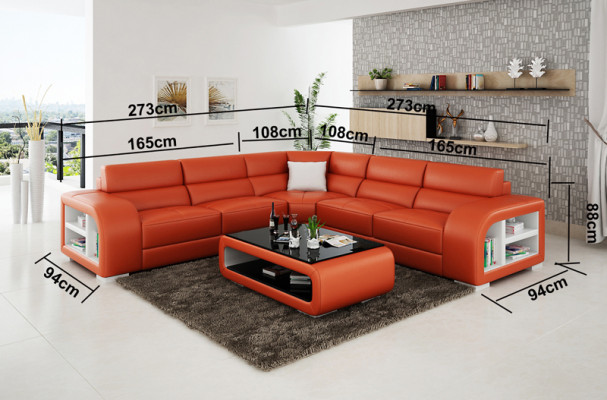 Leather sofa Couch Living landscape Corner sofa Corner Suite Design Sofa USB custom-made