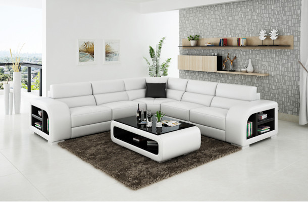 Leather sofa Couch Living landscape Corner sofa Corner Suite Design Sofa USB custom-made