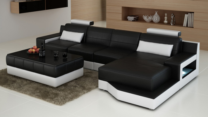Elegant black designer corner sofa in L-shape for stylish living spaces