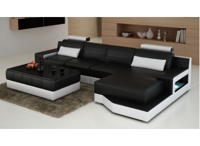Elegant black designer corner sofa in L-shape for stylish living spaces
