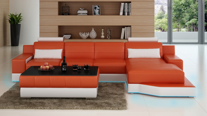 Elegant black designer corner sofa in L-shape for stylish living spaces