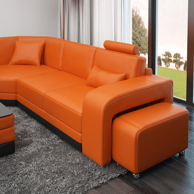 Leather sofa with USB Living landscape Corner sofa Eck Suite Design Modern Sofa F3017B