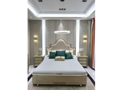 Design Double Hotel Beds Bedroom Wood Furniture Bed Upholstery Wood 180x200 new