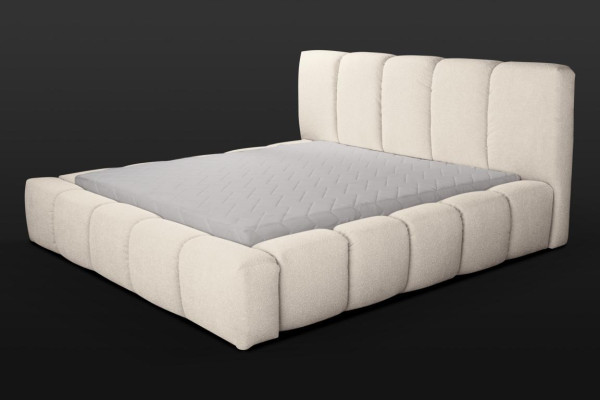 Bed White Double bed Bedroom Wooden furniture Design Upholstered furniture Fabric