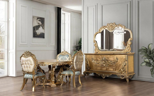 Golden Baroque Dining table Round Table Round Dining Tables Wood Tables 173cm