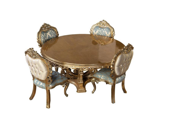 Golden Baroque Dining table Round Table Round Dining Tables Wood Tables 173cm