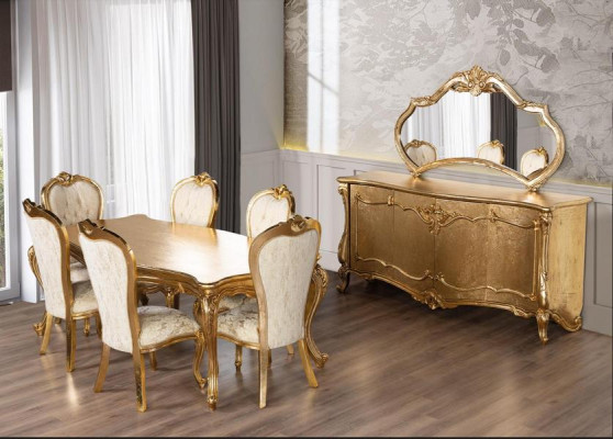 Dining room Suite Set Table 6x Chairs Sideboard Mirror Dining set 9pcs