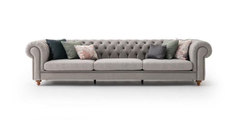 Chesterfield Design Gray Sofa Upholstery Textile Sofas Sofas 4-Seater new