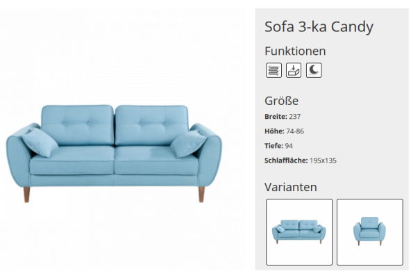 3 Seater Sofa Bed Sofa bed Bed function Office Living room Couch Sofa