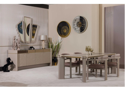 Luxury Dining room Set Dining table + 6x Chairs Sideboard with 3xSpiegel Dining set n