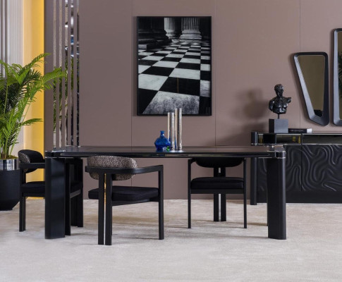 Dining room Set 6x Chairs Dining table Dining room Designer Wood Chair Suite new