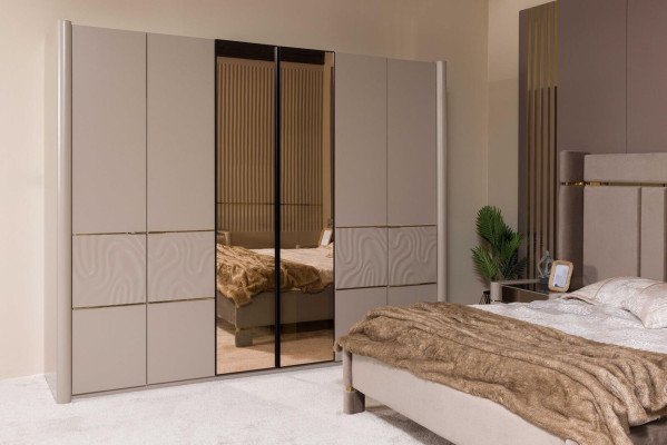 Bedroom Set Bed 2x Bedside table Wardrobe Dressing table with Mirror 5tlg new