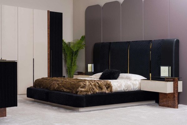 Modern Bedroom Set Bed 2x Bedside tables Design Furniture 3 pcs
