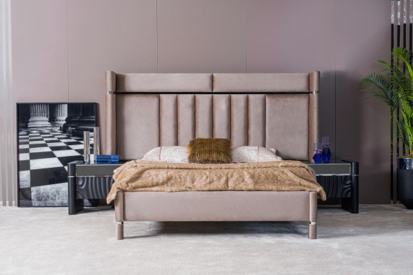 Luxury Bedroom Set Bed + 2x Bedside tables Wood Complete's Modern new