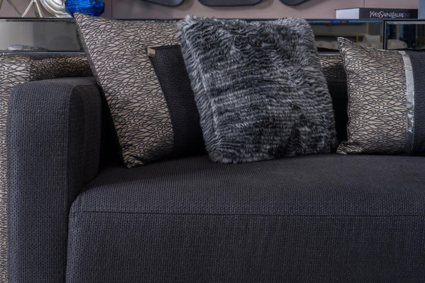 Three Seater 240cm Black Luxury Couch Sofa Couches Furniture Textile Fabric Velvet Set of 3