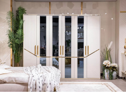 Wardrobe Cabinets Wardrobe Design Wood Beige Gold Modern Furniture 270cm