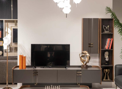 Wohnwand tv Wall Wood Modern Shelf Living room Furniture Wardrobe TV-cabinet with wall cupboard
